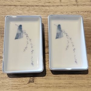 🍃 2 Vtg Hashioki Japanese Porcelain Small trays